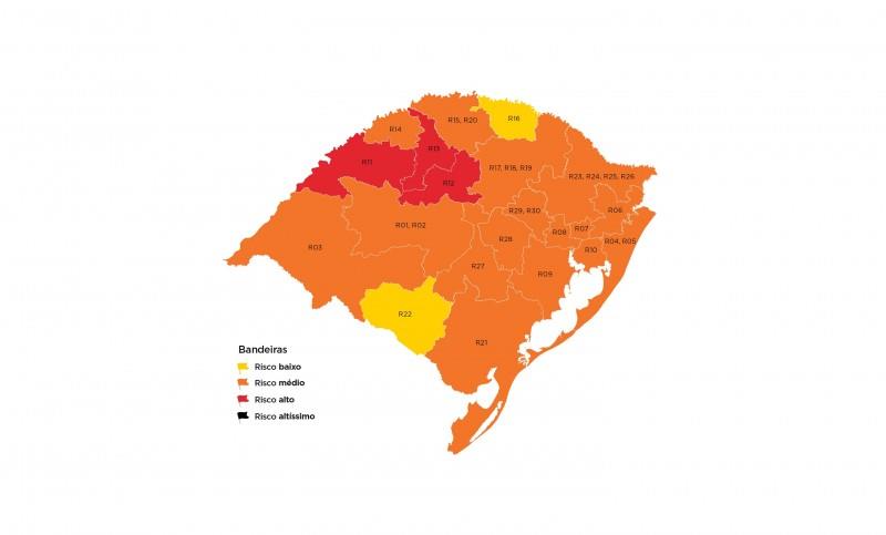 Mapa preliminar tem três regiões classificadas em risco alto