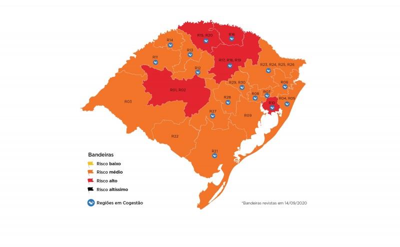 Cinco regiões ficam em bandeira vermelha no mapa definitivo