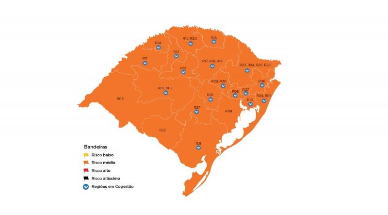 Sem recursos, mapa da 21ª semana é mantido todo em laranja