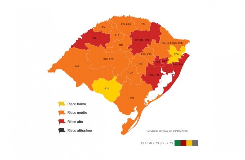 Com seis regiões em vermelho, veja como fica o mapa na 8ª semana do Distanciamento Controlado