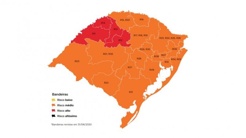 Quatro regiões permanecem em bandeira vermelha no Estado