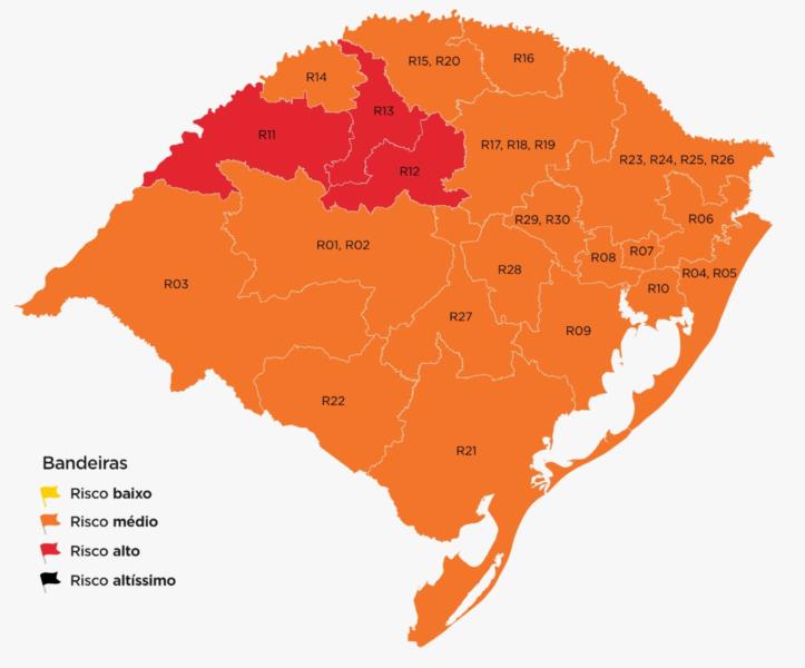 Depois de duas semanas, mapa preliminar volta a apresentar bandeira vermelha