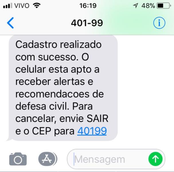 Alerta de desastres naturais por SMS começa a funcionar no Estado