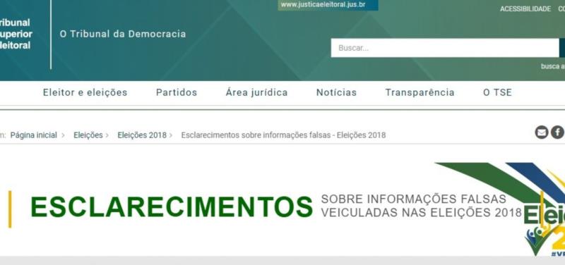 TSE lança página para esclarecer eleitores sobre notícias falsas