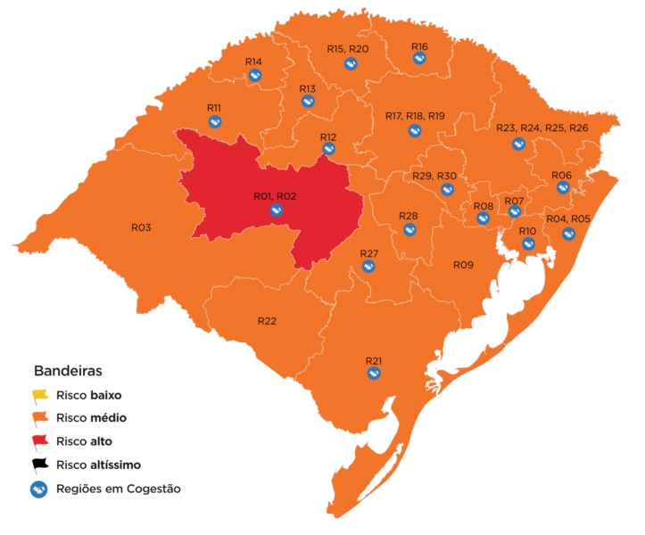 Mapa preliminar do Distanciamento Controlado volta a ter uma região em bandeira vermelha