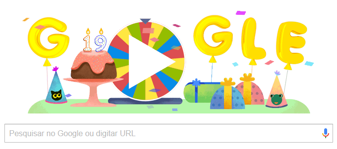 Google completa 19 anos e esconde jogos em uma roleta da sorte