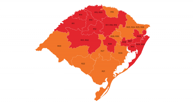 Mapa definitivo da 40ª rodada permanece com 13 regiões em vermelho