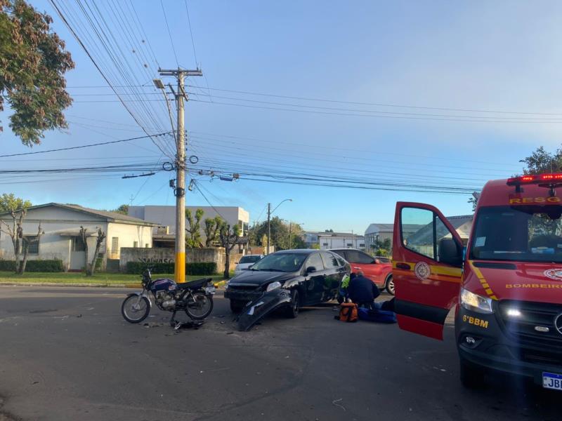 Motociclista fica ferido em acidente no Bairro Bom Jesus