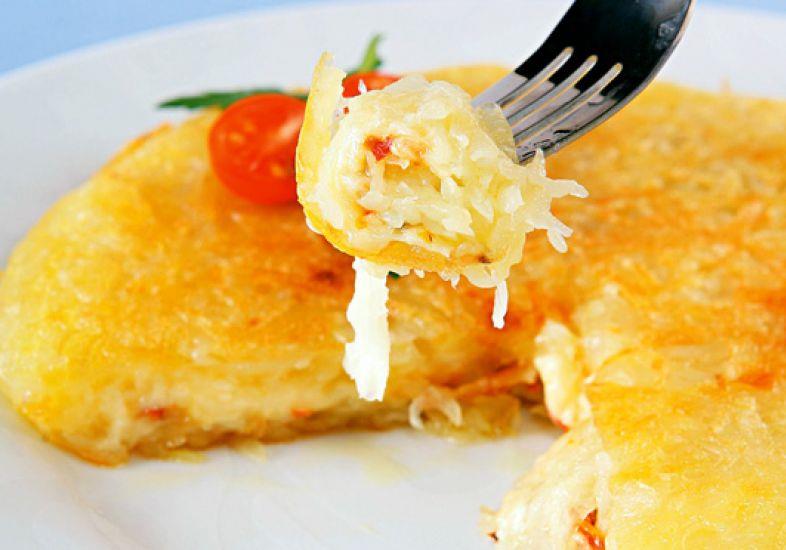 Batata rosti com queijo e presunto