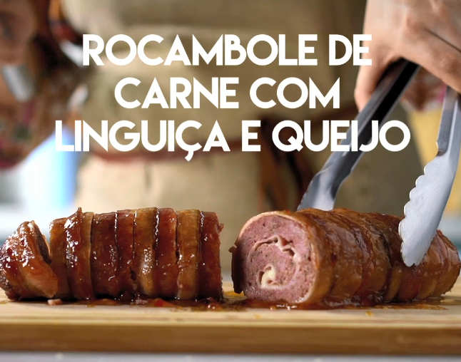 Rocambole de Carne com Linguiça e Queijo