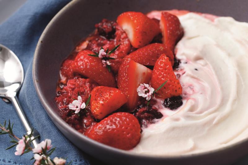 Creme de chocolate branco com frutas vermelhas