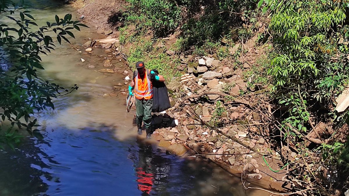 Mais de uma tonelada de lixo é recolhida por voluntários em arroio de Santa Cruz